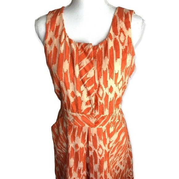 J.Crew Orange & Ivory Caroline Textured Dress in Ikat - Picture 6 of 9